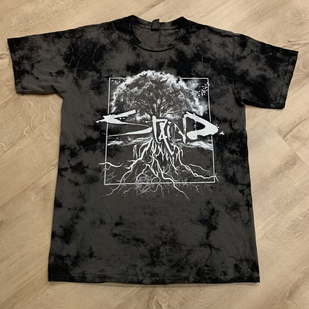 STAIND 2024 North America Tour T-Shirt Men's Medium Tie Dye Band Tee Black Gray